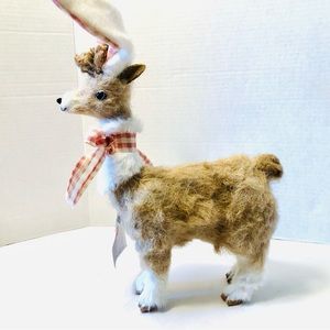 Odeliette Llama Bunny Figure, NWT, Pink Gingham Bow, Straw Grass Body, Beautiful